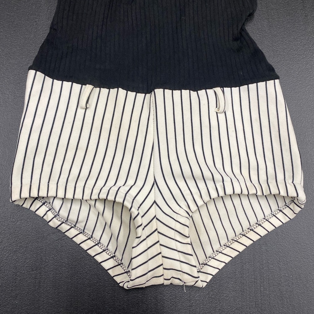 VINTAGE 30S ONE PIECE SWIMSUIT BLACK STRIPES GINGHAM ROCKABILLY PINUP RARE - Picture 3 of 10